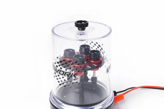 RC differential gear oil shaker with transparent cover and red metal parts for hobby tools