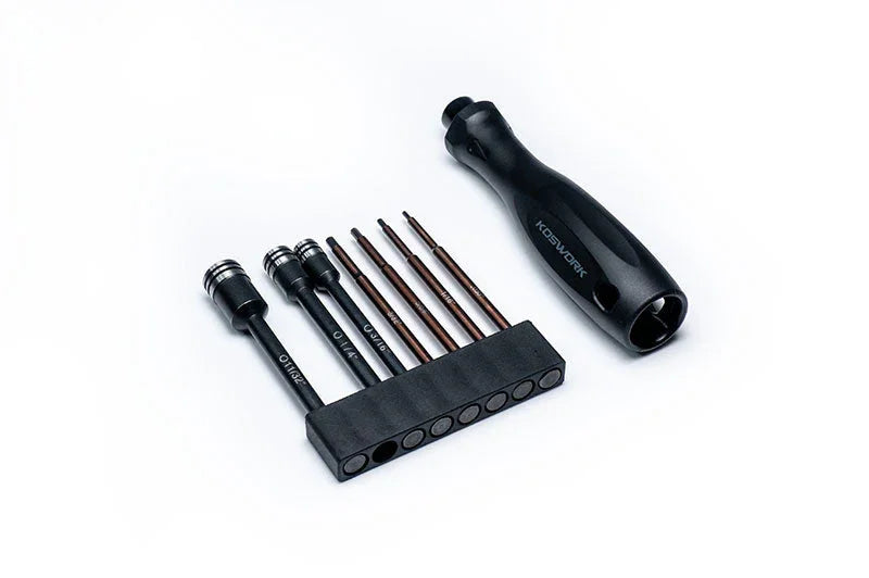 Koswork RC multi tool set with black handle and interchangeable bits for RC car maintenance