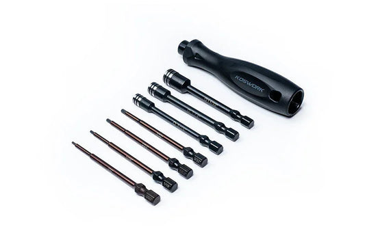 Koswork RC car tool set with black ergonomic handle and six interchangeable steel hex bits.