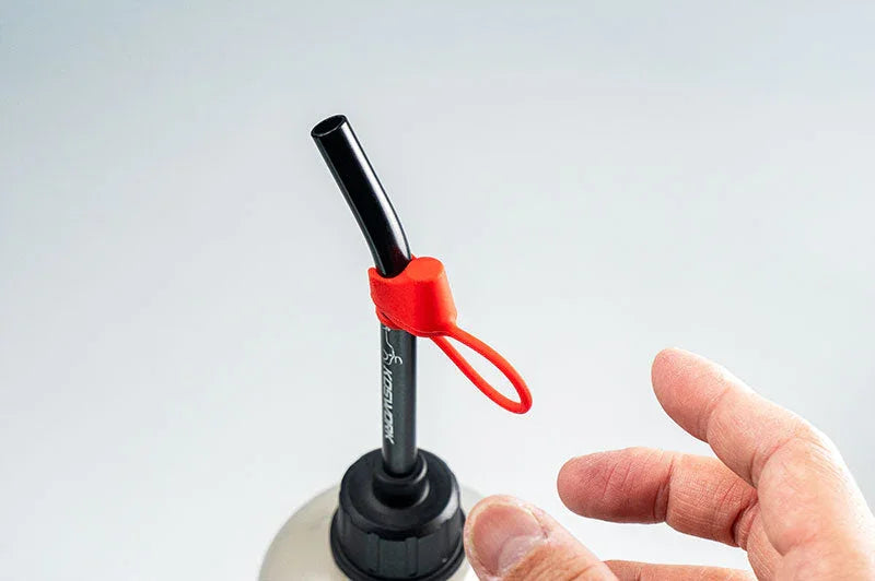 Koswork RC fuel bottle cap tube holder, red silicone accessory for RC pit use