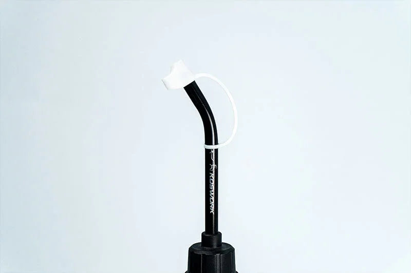 Koswork RC car fuel bottle black curved spout with white cap, durable pit accessory