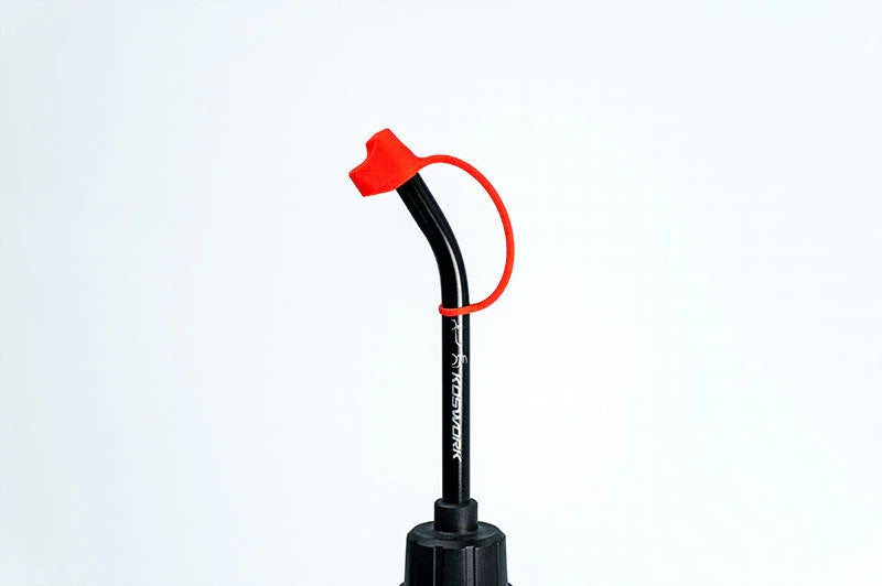 Koswork black RC fuel bottle with red cap, curved spout, RC car accessory, visible Koswork logo.