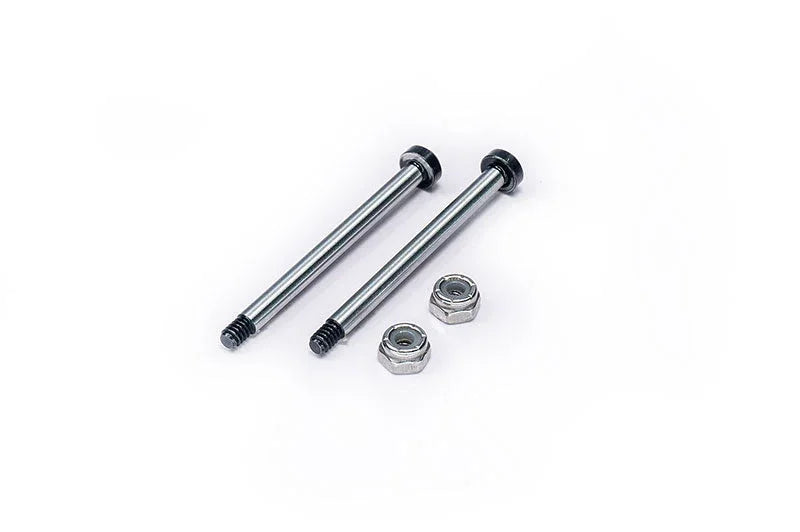 RC car metal hinge pins and lock nuts set on white background