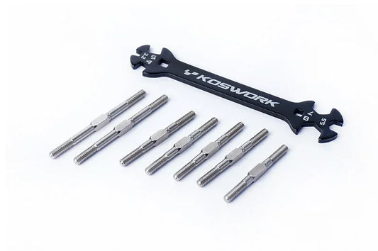 Koswork RC car titanium turnbuckle set with black multi-size wrench, KOS04301
