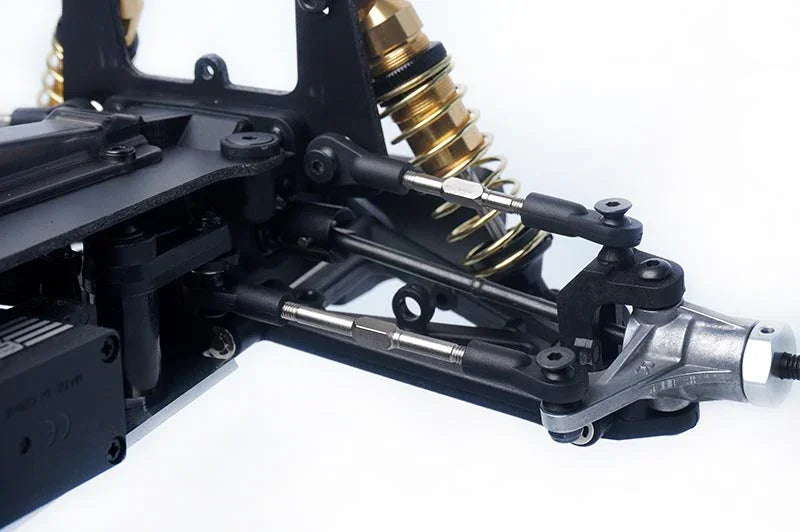 Koswork RC car aluminum suspension arm and shock absorber, close-up, metallic, KOS04301-2