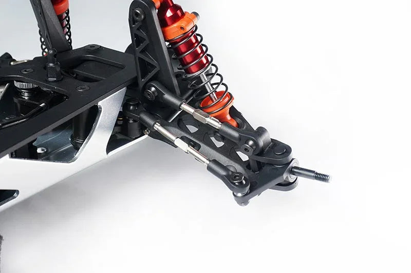 Koswork RC car front suspension assembly with adjustable aluminum shocks, black parts, KOS04301-4