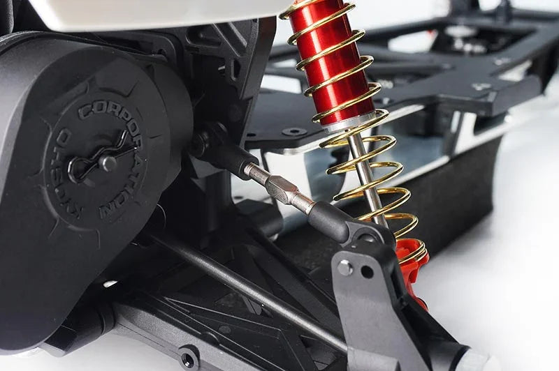 Koswork KOS04301-5 RC car metal shock absorber, red spring, close-up view