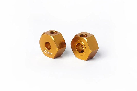 Koswork gold aluminum +2mm RC car hex wheel adapters, set of two, for RC accessories