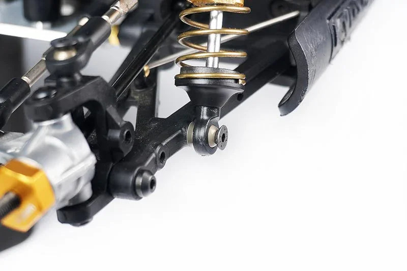 Koswork RC car shock absorber close-up with black and gold components, part number KOS04311-5