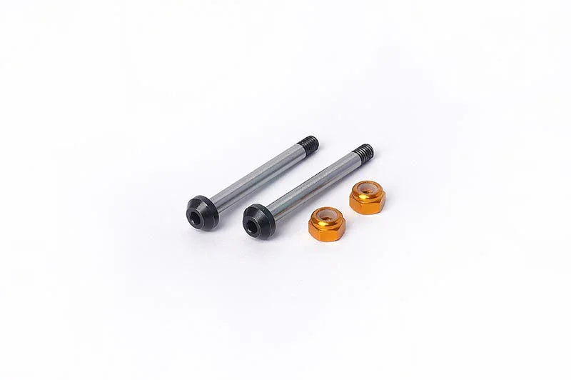 Koswork RC car axle set with two metal shafts and two gold aluminum lock nuts, model KOS04342-1