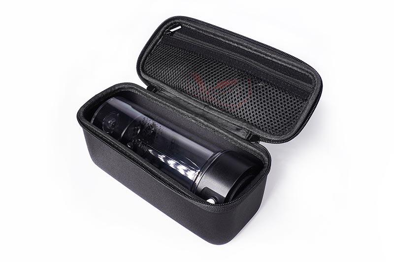 Protective carrying case with a transparent black RC tool holder inside, open zipper pouch.