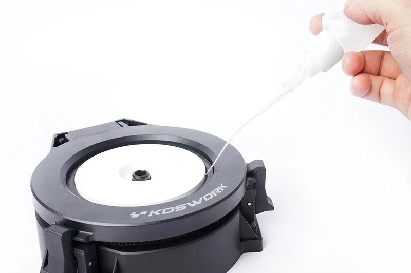 Koswork tire gluing jig KOS13016 for RC car, black plastic accessory, compact and round design