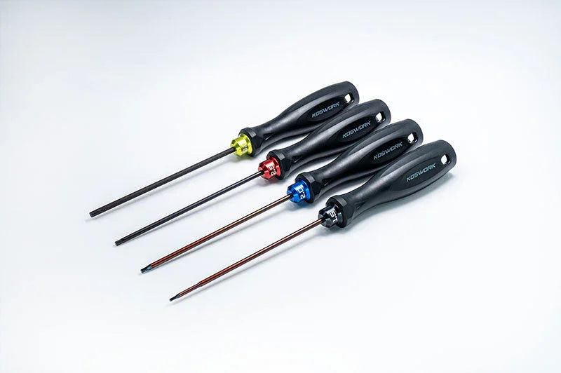 Koswork RC car tool set KOS13204-HSET4, four hex drivers with black handles, colored collars