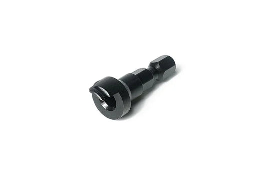 Black metal RC car hex adapter tool on a white background