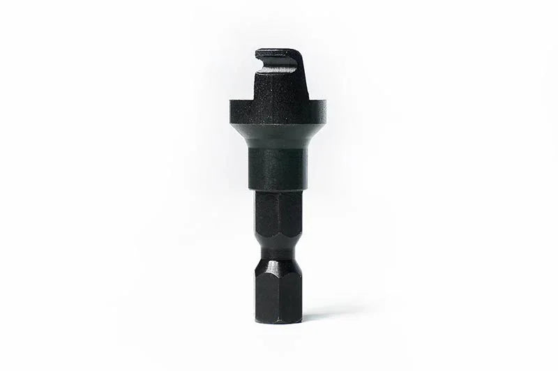 Hexagonal black RC car tool adapter on white background