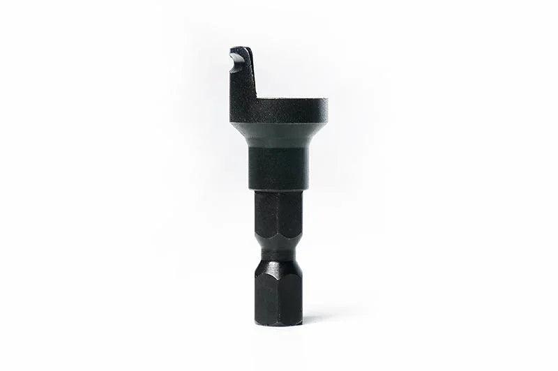 Black RC car tool hex driver bit for pit maintenance on white background