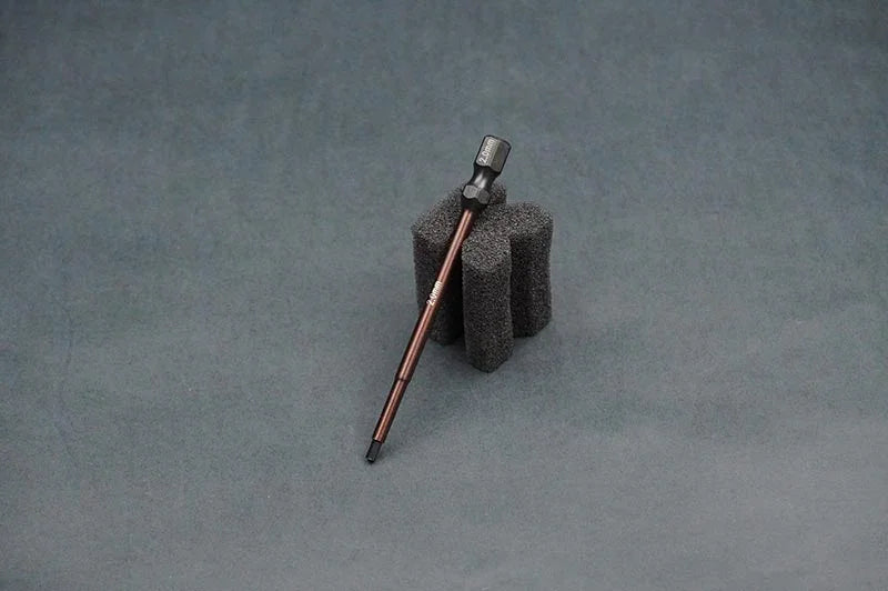 Koswork hex driver tool KOS13207 for RC car maintenance, black handle, brown shaft, shown with foam holder