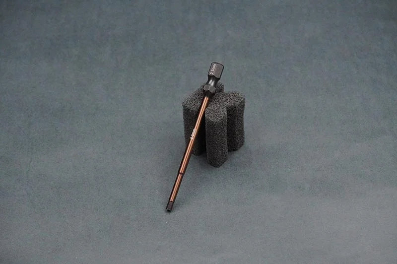 Koswork hex driver tool KOS13207-H25, brown metal shaft, RC car accessory on foam stand