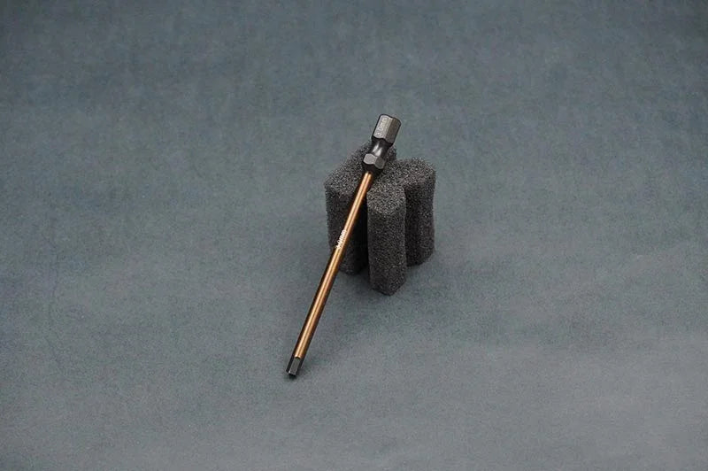 Koswork RC car tool, metal hex driver KOS13207-H30 with black handle, on foam stand