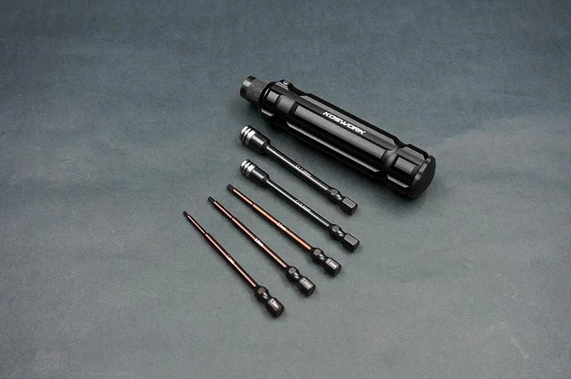 Koswork multi tool KOS13210 for RC car, black handle with interchangeable hex driver bits