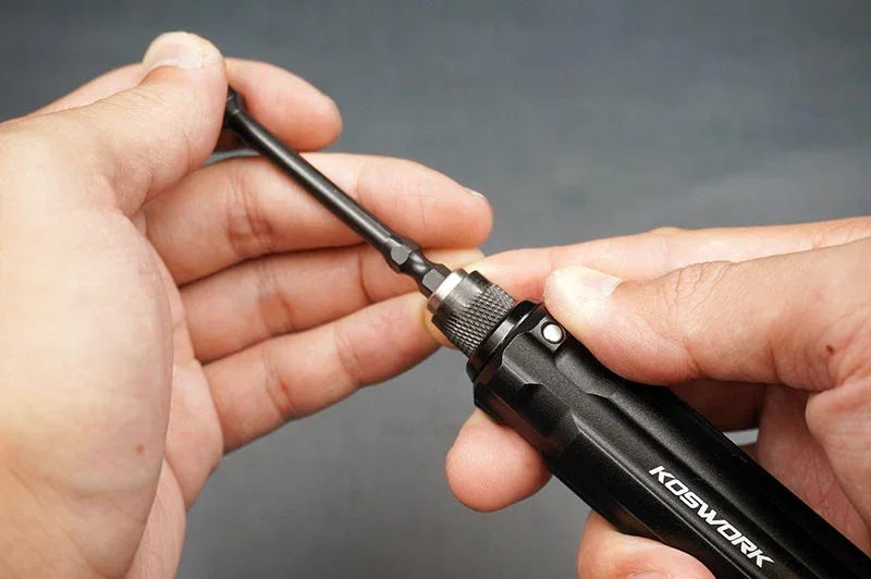 Koswork RC car hex driver tool KOS13210-5, black metal handle, shown in hand