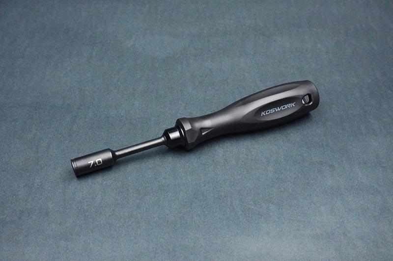 Koswork 7.0mm black RC car nut driver tool with ergonomic handle for hobby maintenance