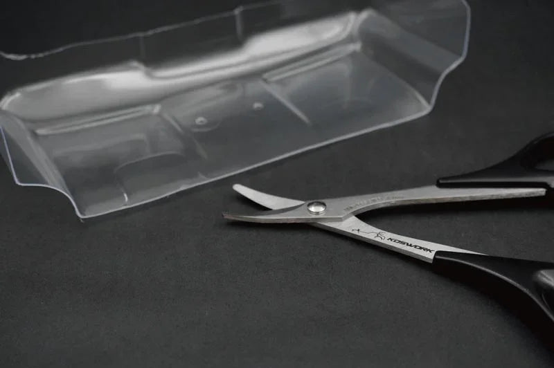 Koswork RC Lexan curved scissors KOS13221 for polycarbonate body shell trimming, black handle