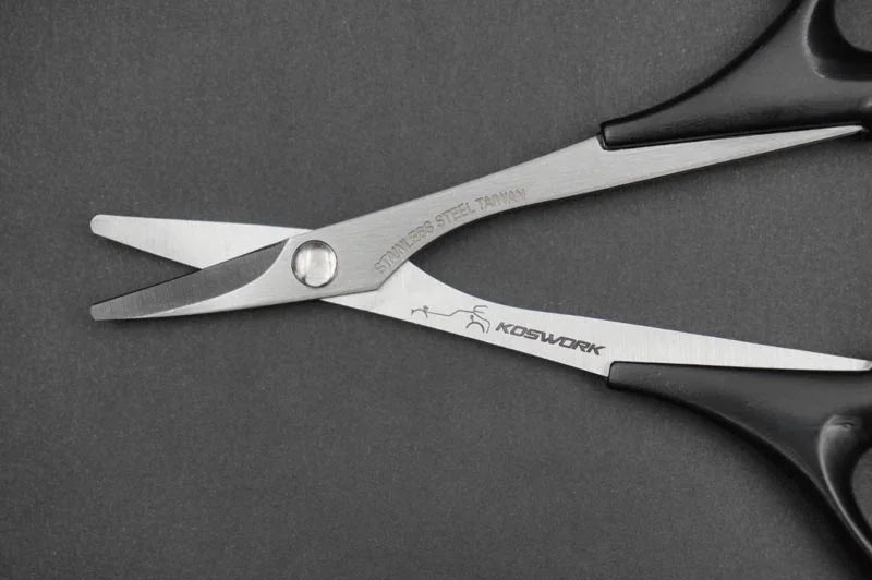 Koswork stainless steel RC car curved scissors with black handles for hobby use