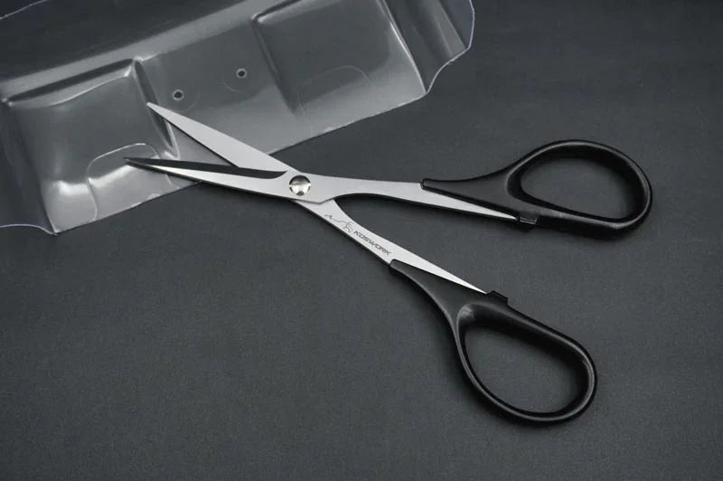 Koswork RC curved body scissors KOS13222-02 with black handles for RC car accessories