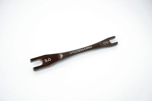 Koswork RC car turnbuckle wrench tool, metal, brown, dual size 5.0 and 4.0, KOS13236-1