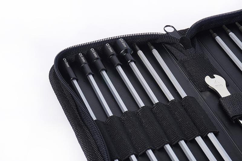 Koswork RC car tool set in black zippered bag, multiple labeled hex drivers, KOS13246V2-3