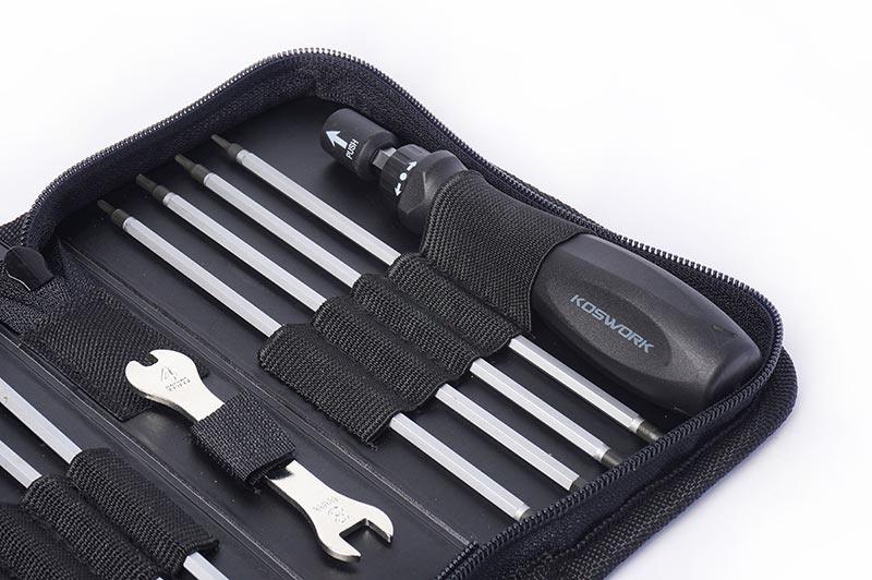 Koswork RC tool kit KOS13246V2, black zippered case with screwdriver, hex drivers, wrench