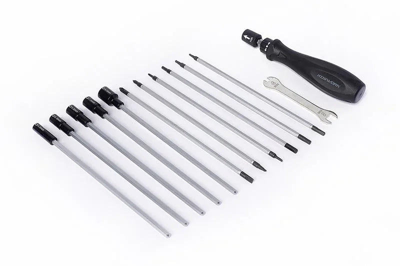 Koswork multi RC car tool set with black handle, metal hex bits, and wrenches, KOS13246V2-5.