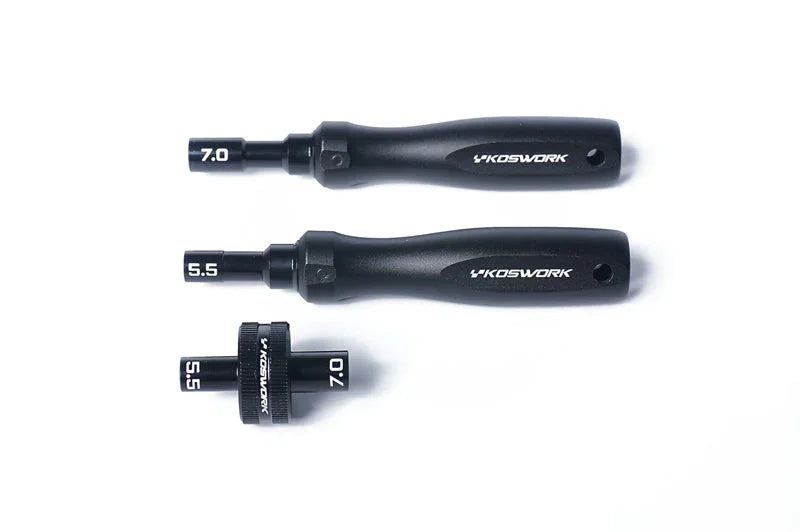 Koswork RC nut driver tools set 7.0mm and 5.5mm black metal with ergonomic handles KOS13269-6