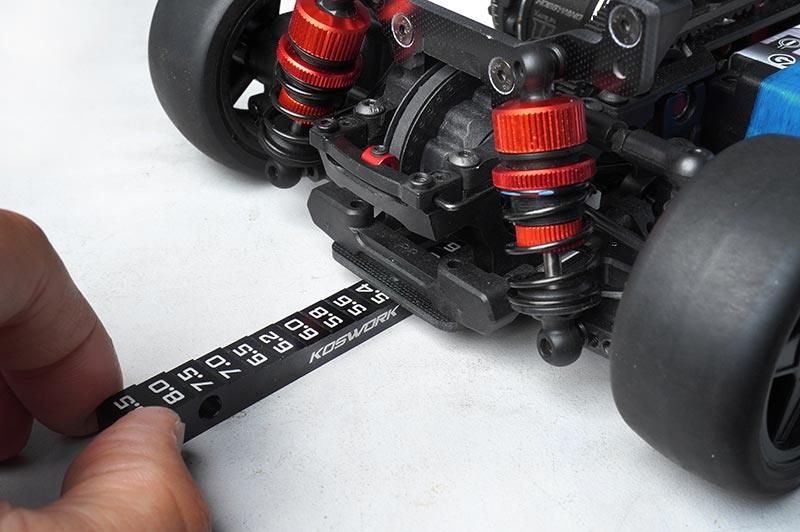 Koswork RC car setup tool, black metal, measuring wheelbase on RC car, product code KOS13351-2