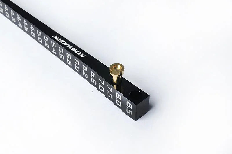Koswork KOS13351-3 RC car ride height gauge black aluminum with white markings