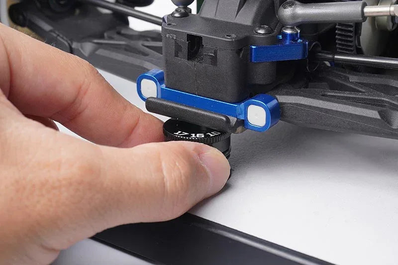 Koswork RC car ride height gauge tool black aluminum, close-up adjustment, KOS13361-6