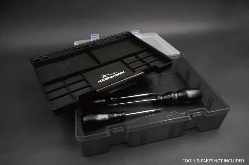 Koswork RC tool box organizer, clear plastic case, KOS32101-06, with black tray