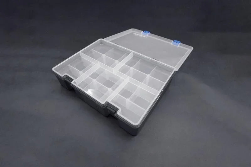 Koswork KOS32110-02 RC car accessory parts storage box, clear plastic organizer with compartments