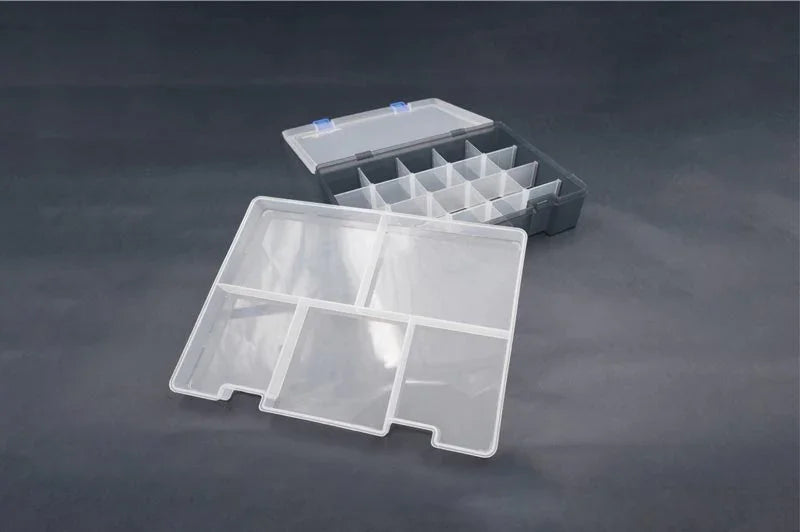 Koswork KOS32110-03 RC car accessory parts organizer box, clear plastic with compartments