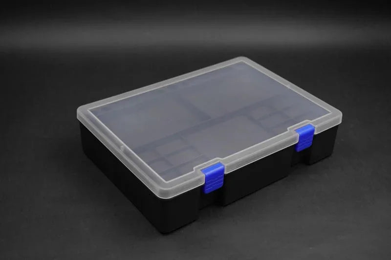 Koswork RC accessories storage box, black with clear lid, blue latches, KOS32111-3BK