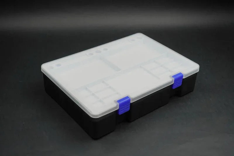 Koswork KOS32111-3W RC car accessory storage box, medium size, clear lid, black base