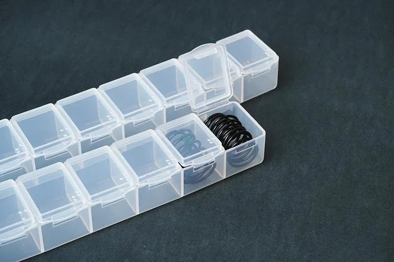 Koswork RC O-ring storage box KOS32117-8, clear plastic organizer for RC car accessories