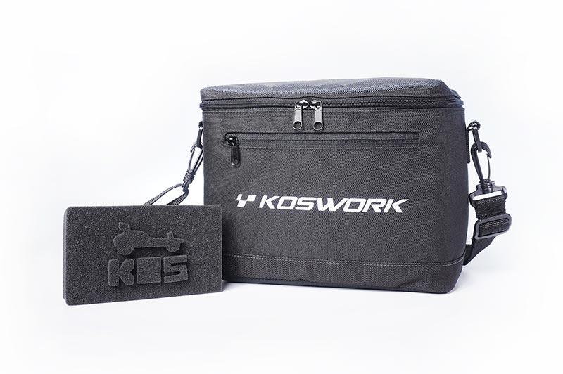 Koswork KOS32202 RC car accessory bag, black fabric with shoulder strap and foam insert