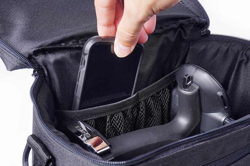 Koswork RC car accessory bag KOS32202-6, black, padded interior, mesh pocket storage