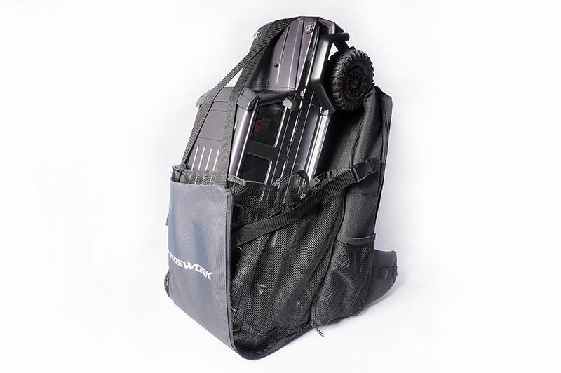 Koswork KOS32213BK RC car pit bag black mesh with RC truck, durable handle, large size