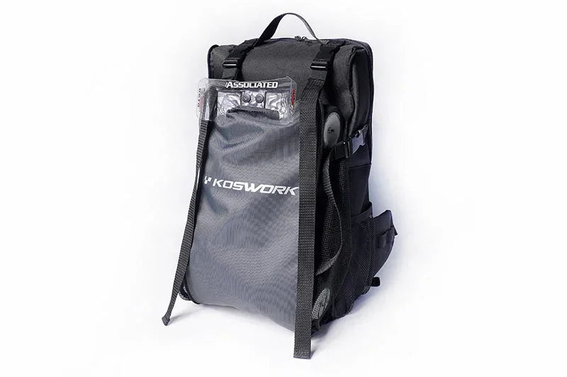 Koswork RC car backpack KOS32213BK-22, large black nylon radio transmitter bag, racing accessory