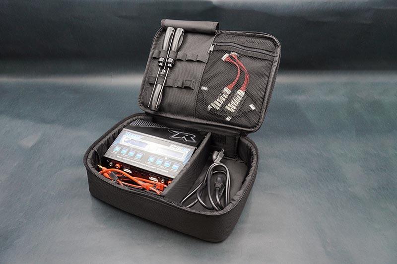 Koswork RC charger bag KOS32216 black, compact organizer with tools and cables for RC cars