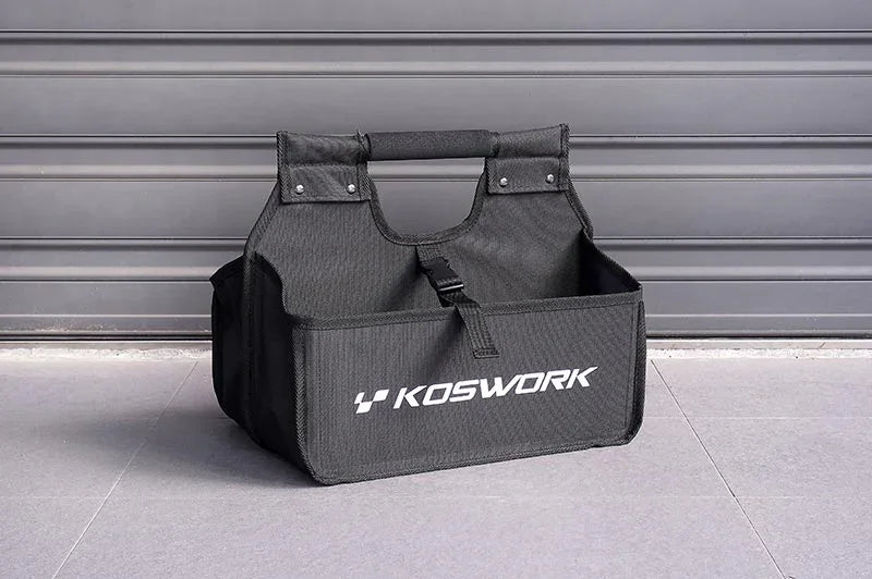 Koswork black RC car pit bag, durable fabric, large size, with handle and front logo, KOS32236V2