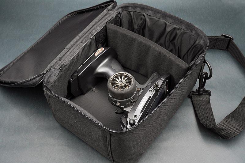 Koswork RC transmitter bag KOS32261, black padded case for radio controller, shoulder strap
